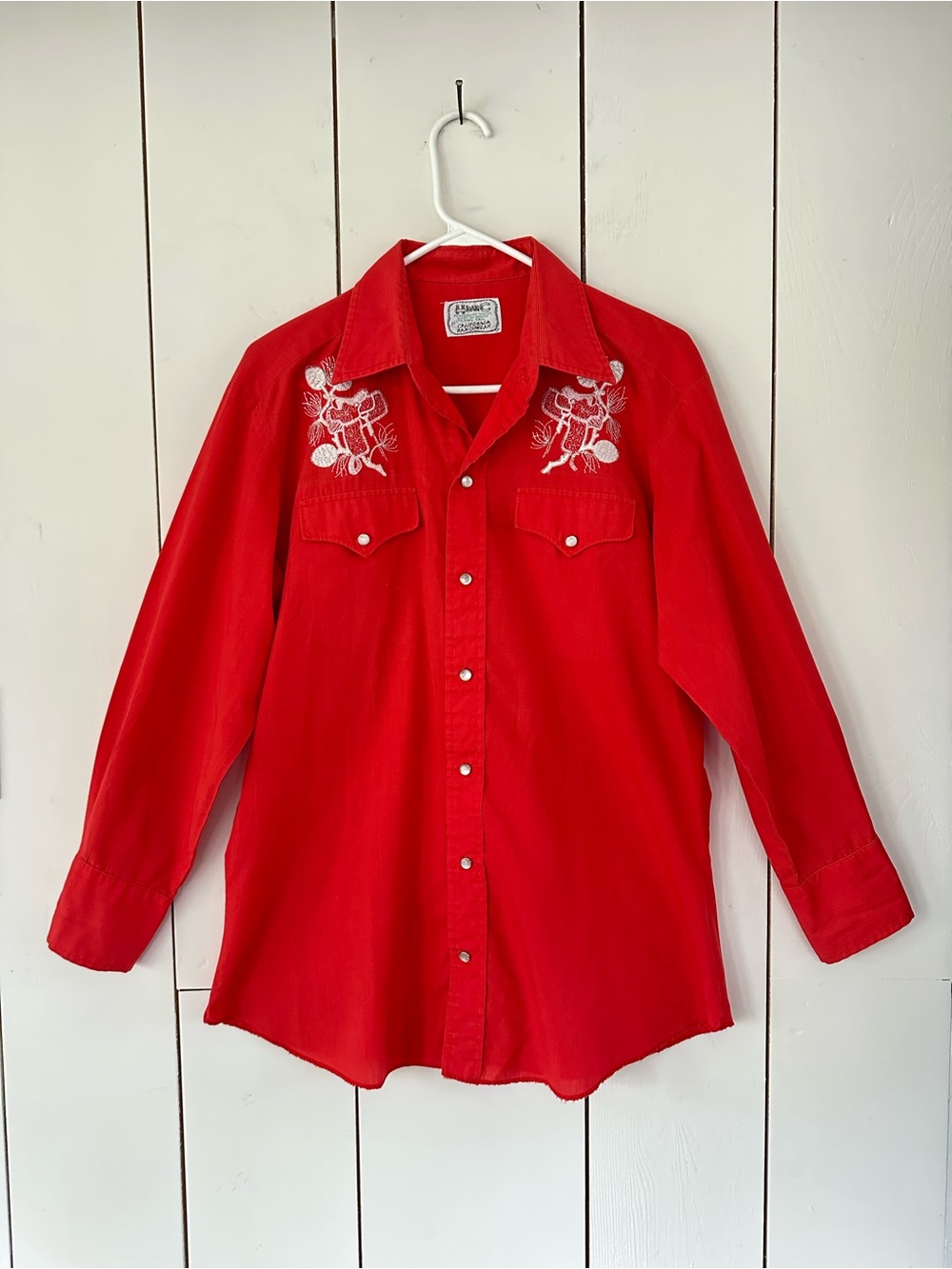 VTG 60s-70s H-Bar C California Ranchwear Embroidered Pearl Snap Western Shirt